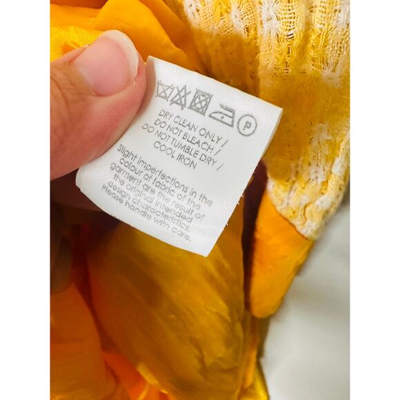 REJINA PYO Marigold Yellow Dylan Asymmetrical Paneled Checkered Linen Dress 12 - Picture 9 of 16